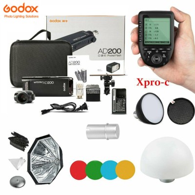 Godox 2.4 TTL HSS AD200 Flash+Softbox+Xpro-C Trigger for Canon Kit 